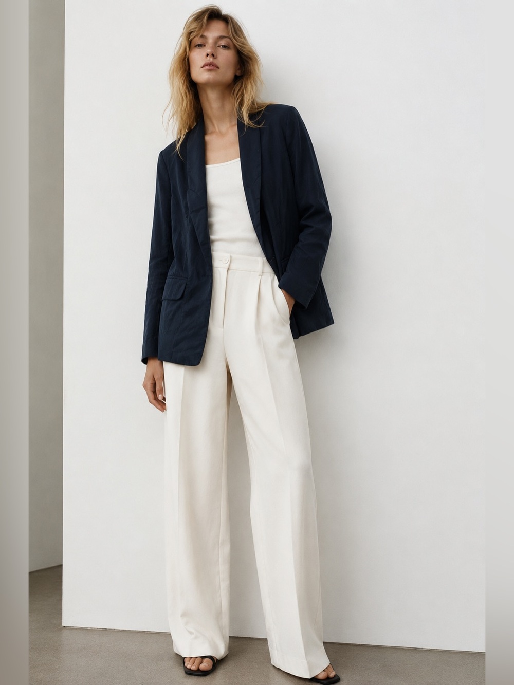 Willow & Clay Navy Open Front Blazer Jacket Size Small